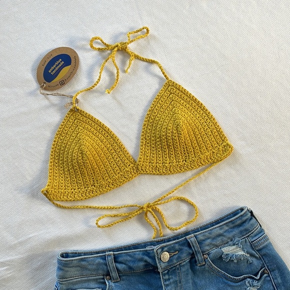 🦋3/40 NWT Hand Crafted by amberblue handmade Triangle Sun top (S) - Picture 2 of 10